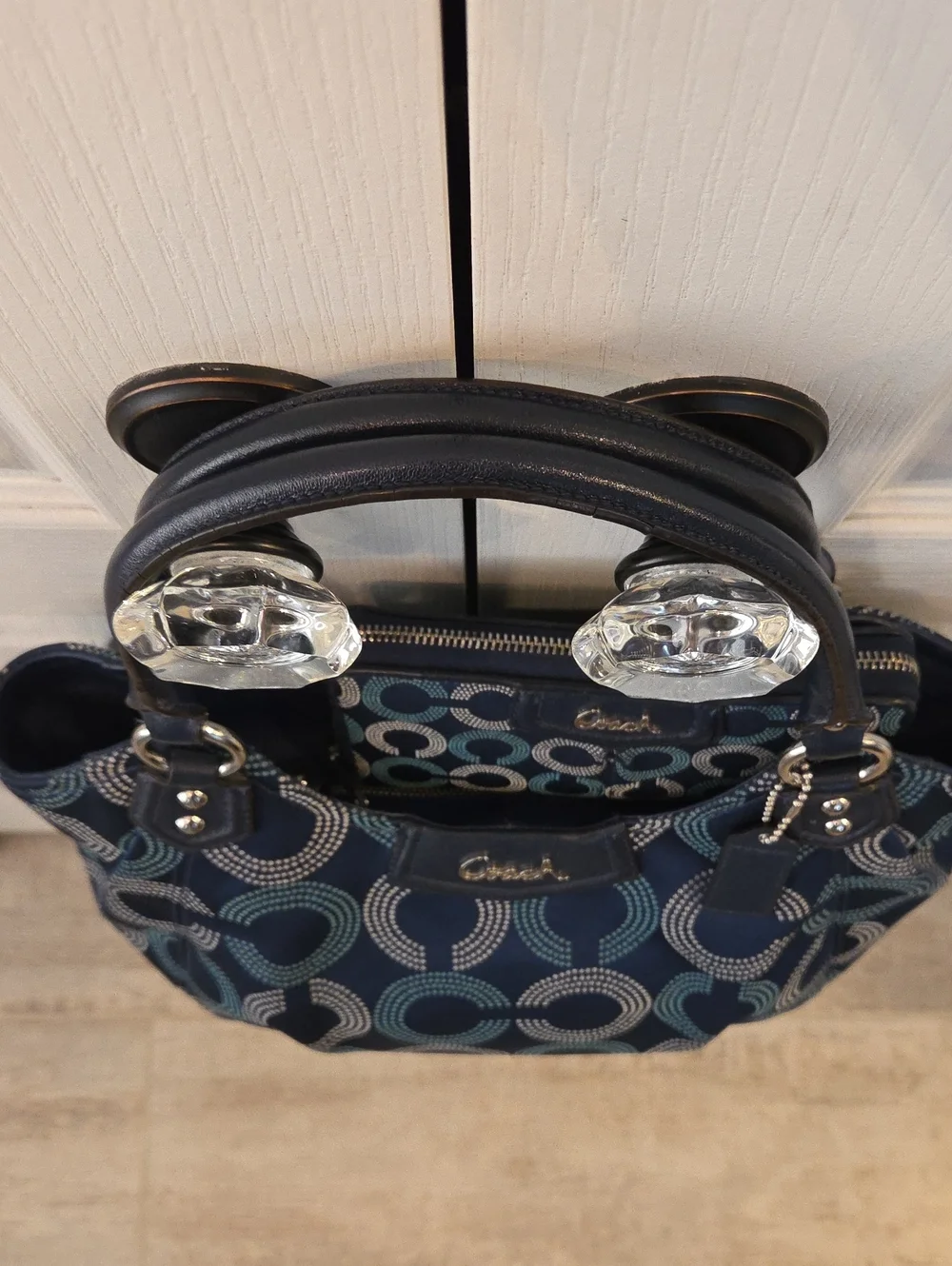 EUC 2013 Coach Op Art Dot Signature C's Tote with Matching Wallet